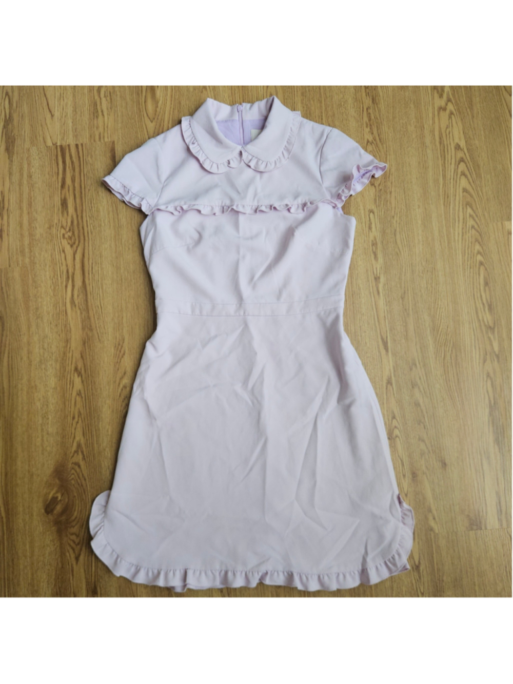 Gal Meets Glam Emma Ruffle Crepe Lilac Mini Dress Feminine Collared 4 Cap Sleeve